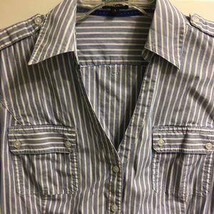 Express Woman’s Striped Blue and White Button Up